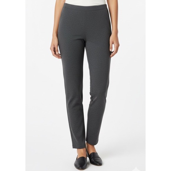 Quince Pants - Quince Dark Heather Gray Pull-on Ankle Length Ponte Pants Large Stretch Leggings